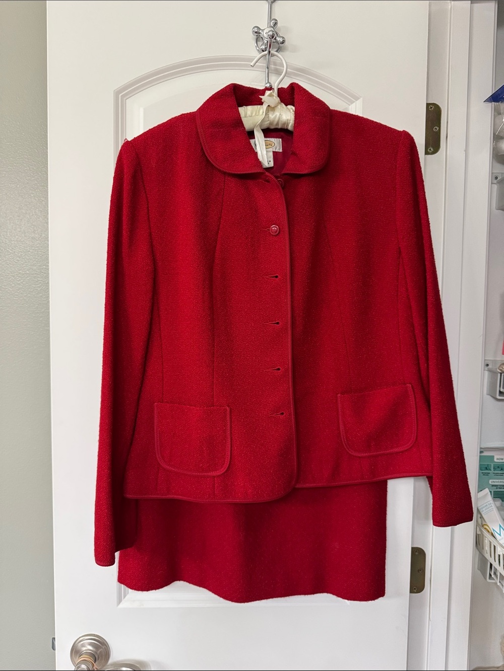 Talbots Red Wool Blend Blazer with Patch Pockets